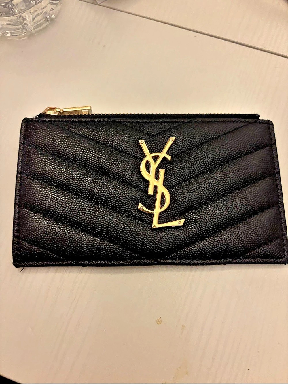 Saint Laurent Cassandre Matelassé Fragments Zipped Card Case Zipped Card Case